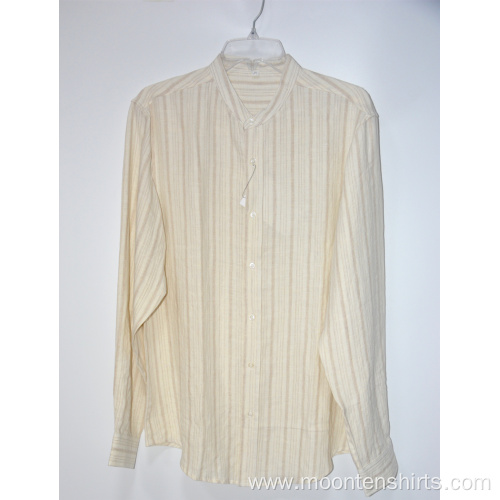 Long Sleeve Men Casual Pure linen Shirt